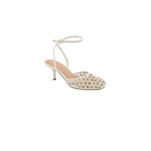 RM Rebecca Minkoff Women's Fiona Studded Kitten Heel, Ankle Strap White 9 NWT